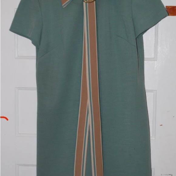 Vintage ‘60s Green Sheath Midi Dress with Peter Pan Collar - Picture 1 of 3